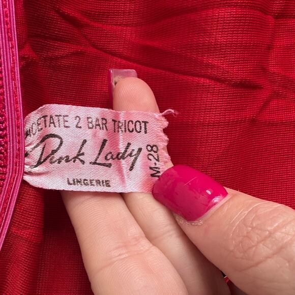 Pink Lady Lingerie Vintage 70s Red Lace Skirt Slip - Picture 3 of 4